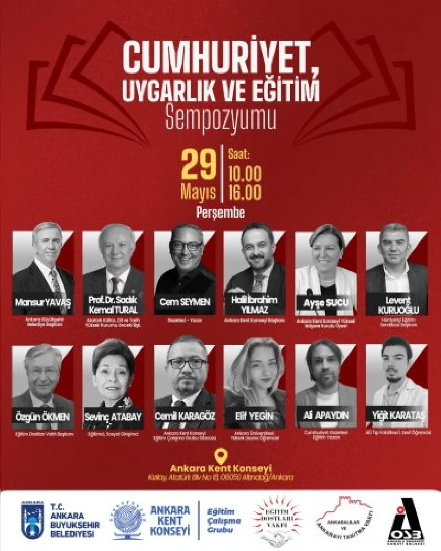 Ankara’da ‘Cumhuriyet, Uygarlık ve Eğitim’ Sempozyumu: Eğitimde Fırsat Eşitliği ve Kültürel Değerler Tartışılacak