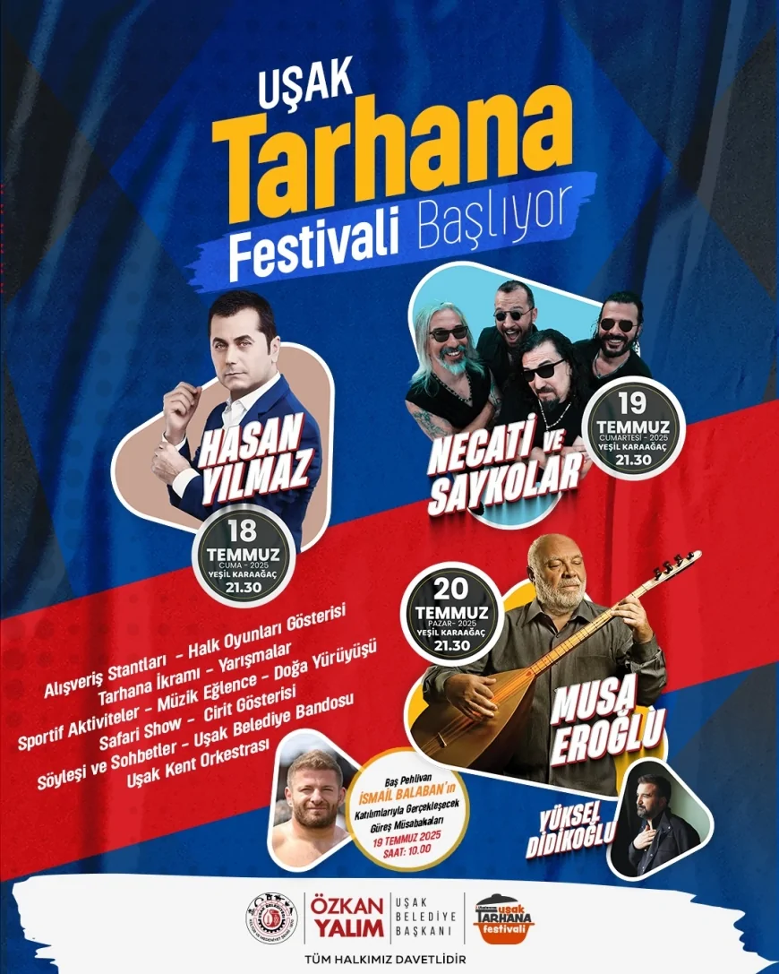 Uşak’ta Tarhana Festivali yeniden başlıyor: Konserler, güreşler ve etkinlikler üç gün sürecek