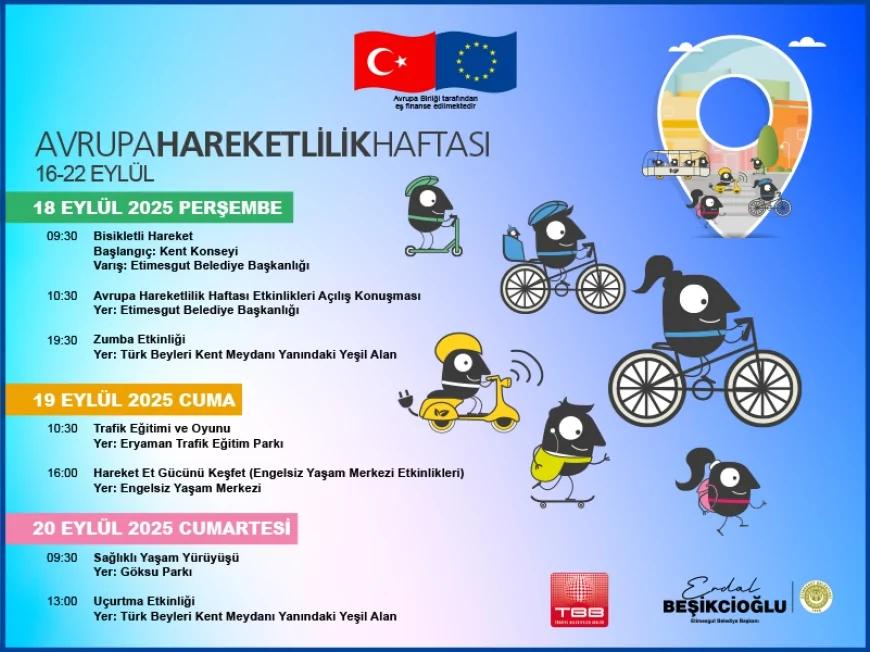 ETİMESGUT BELEDİYESİ AVRUPA HAREKETLİLİK HAFTASI’NI “HERKES İÇİN HAREKETLİLİK” TEMASIYLA KUTLAYACAK!