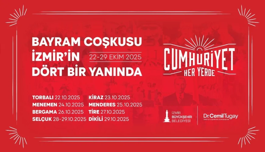 İzmir Büyükşehir Belediyesi’nden 102. Yıl Cumhuriyet Coşkusu: “Cumhuriyet Her Yerde” Etkinlikleri Başlıyor