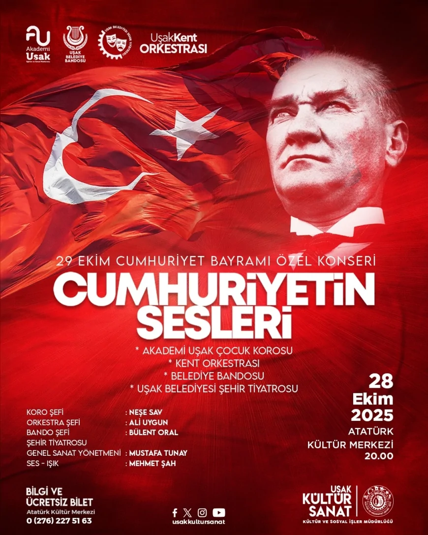 Uşak Belediyesi’nden 29 Ekim Cumhuriyet Bayramı’na Özel Etkinlik Programı: Cumhuriyet Coşkusu Şehir Genelinde Yaşanacak