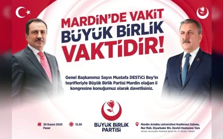 Büyük Birlik Partisi Genel Başkanı Mustafa Destici 30 Kasım’da Mardin’de İl Kongresine Katılacak