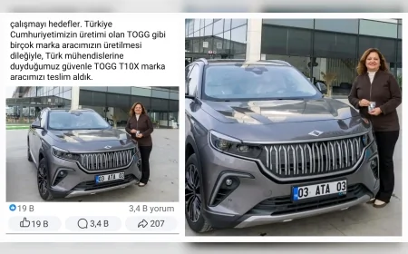 Afyonkarahisar Belediye Başkanı Burcu Köksal TOGG T10X’i teslim alırken “Atatürk milliyetçiliği yerli üretimi desteklemektir” dedi