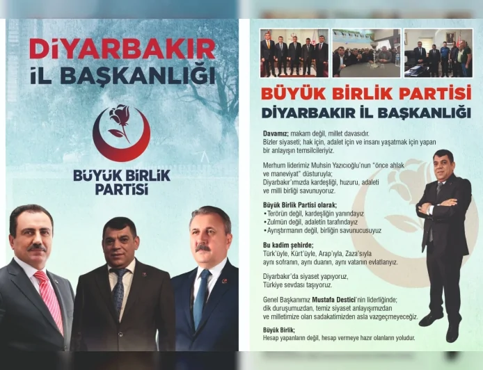 Büyük Birlik Partisi Diyarbakır İl Başkanı Mehmet Çiçek: “Davamız makam değil, millet davasıdır”