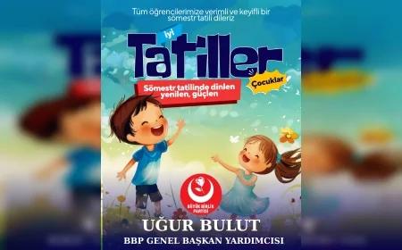 BBP Genel Başkan Yardımcısı Uğur Bulut: “Karne Heyecanı Yaşayan Evlatlarımızı Yürekten Kutluyorum”