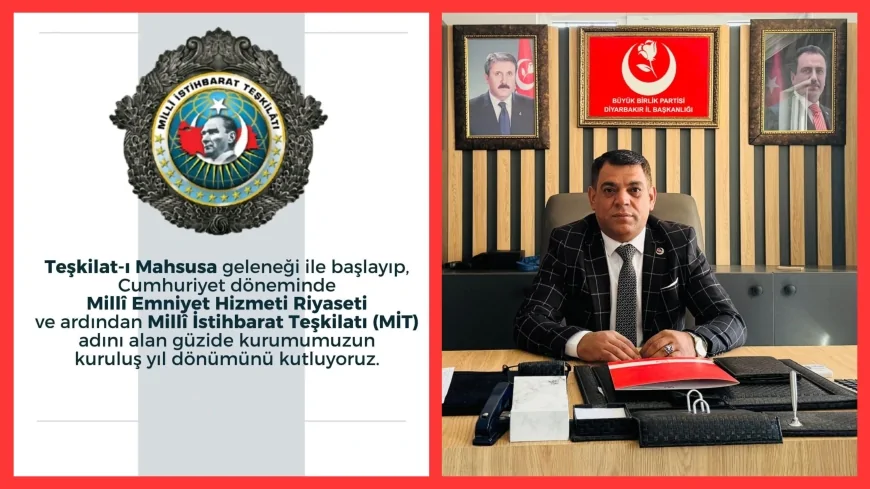 BBP Diyarbakır İl Başkanı Mehmet Çiçek: “Milli İstihbarat Teşkilatı 99 Yıldır Devletin Güvenlik Hafızasıdır”