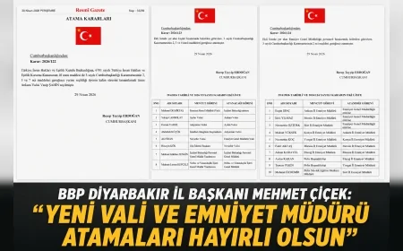 BBP Diyarbakır İl Başkanı Mehmet Çiçek: “Yeni vali ve emniyet müdürü atamaları hayırlı olsun”