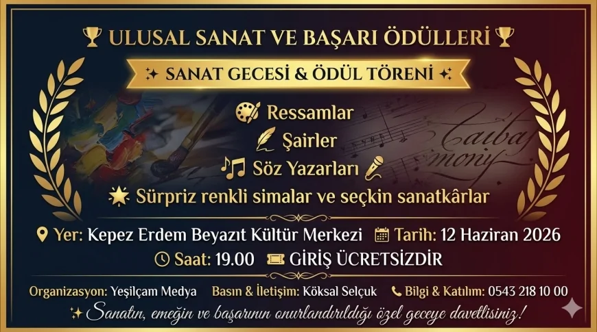 Antalya’da Ulusal Sanat ve Başarı Ödülleri 12 Haziran’da Sanatseverleri Aynı Sahne Etrafında Buluşturacak