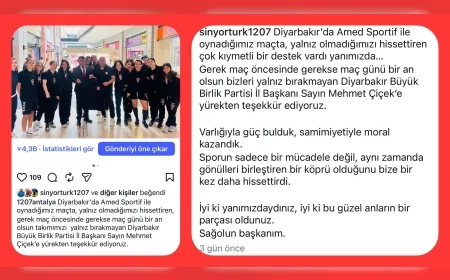Büyük Birlik Partisi Diyarbakır İl Başkanı Mehmet Çiçek’e 1207 Antalya Spor’dan teşekkür mesajı
