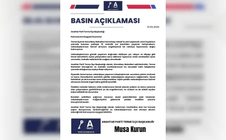 Anahtar Parti Terme İlçe Başkanlığı: “Vatandaşın hizmet alması siyasi tartışmalara kurban edilmemeli”
