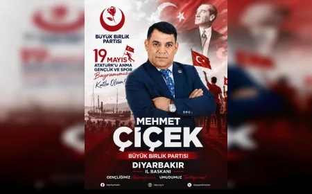 Büyük Birlik Partisi Diyarbakır İl Başkanı Mehmet Çiçek: “19 Mayıs, millet iradesinin yeniden ayağa kalktığı tarihtir”