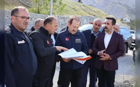 AFAD Başkanı Vali Ali Hamza Pehlivan Erzurum’daki heyelan bölgesinde incelemelerde bulundu