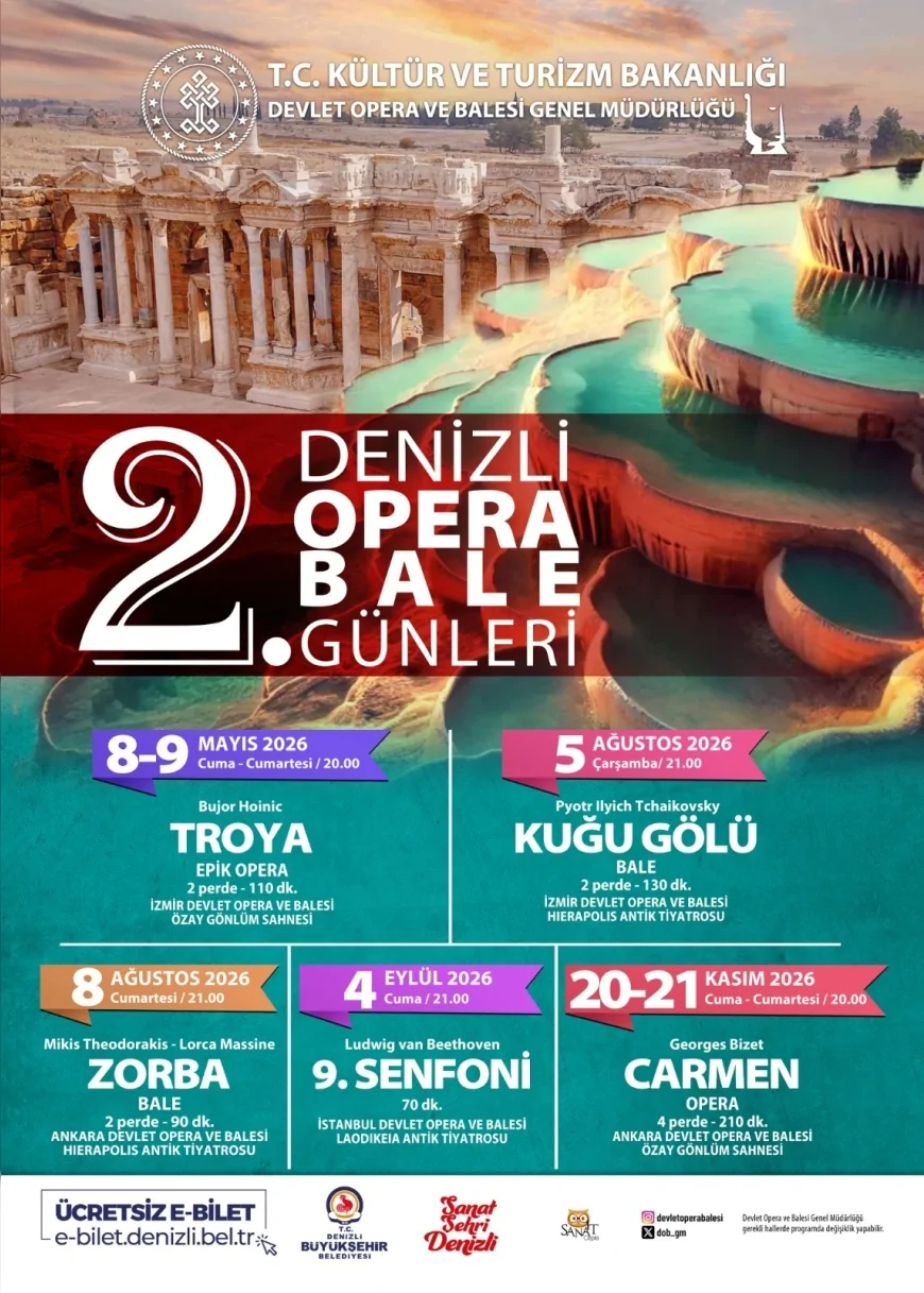 2. Denizli Opera ve Bale Günleri, 8-9 Mayıs 2026 tarihlerinde sahnelenecek.