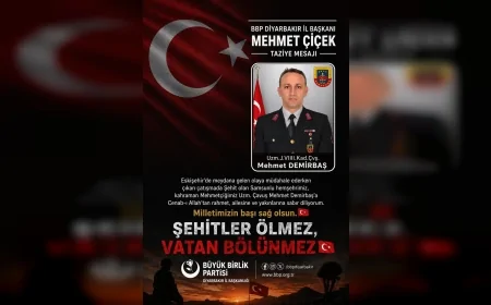 BBP Diyarbakır İl Başkanı Mehmet Çiçek'ten şehit Uzman Çavuş Mehmet Demirbaş için taziye mesajı