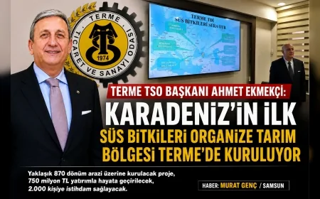 Terme TSO Başkanı Ahmet Ekmekçi: "Karadeniz'in ilk Süs Bitkileri Organize Tarım Bölgesi Terme'de kuruluyor"