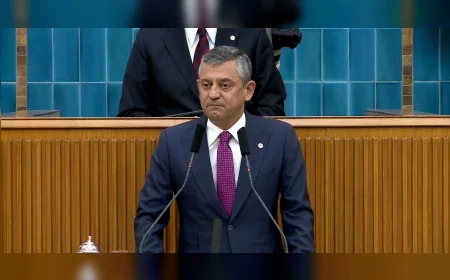 TBMM Ana Bina Büyük Grup Salonu’nda partililere ve kamuoyuna Özgür Özel seslendi.