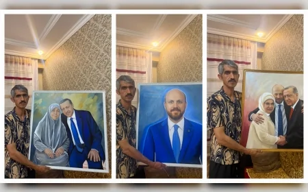 Azerbaycanlı Ressam Nizami Hüseynov’un Türkiye Sevgisi: Erdoğan Ailesinin Portrelerini Tuvaline Taşıdı