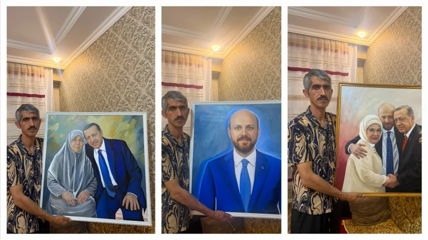 Azerbaycanlı Ressam Nizami Hüseynov’un Türkiye Sevgisi: Erdoğan Ailesinin Portrelerini Tuvaline Taşıdı