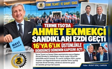 Terme TSO’da Ahmet Ekmekçi sandıkları ezdi geçti: 16’ya 6’lık üstünlükle dördüncü dönemin kapısını açtı