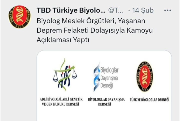 Biyolog Meslek Örgütleri, Yaşanan Deprem Felaketi Dolayısıyla Kamoyu Açıklaması Yaptı