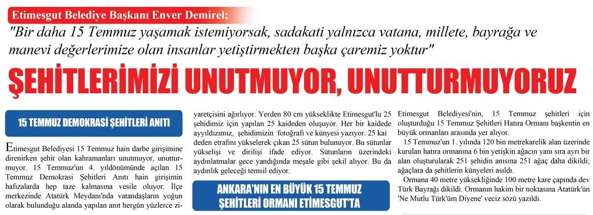 DEMİREL: “Bir daha 15 Temmuz yaşamak istemiyorsak, sadakati yalnızca vatana, millete, bayrağa ve manevi değerlerimize olan insanlar yetiştirmekten başka çaremiz yoktur”