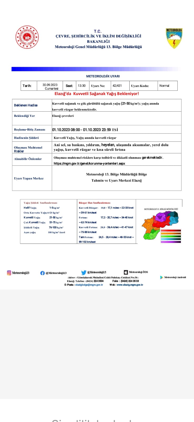 ELAZIĞ VALİLİĞİN'DEN ELAZIĞ'DA İKAMET EDENLERE UYARI YAPILDI
