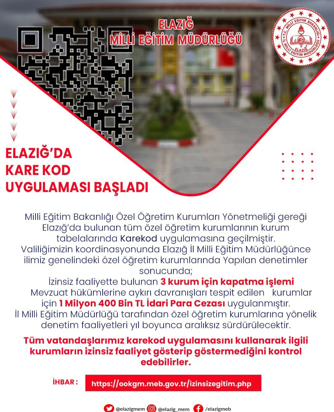 ELAZIĞ'DA KAREKOD UYGULAMASI BAŞLADI