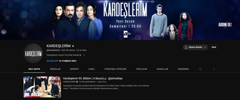 Kardeşlerim dizisinin Youtube kanalı rekora koşuyor!