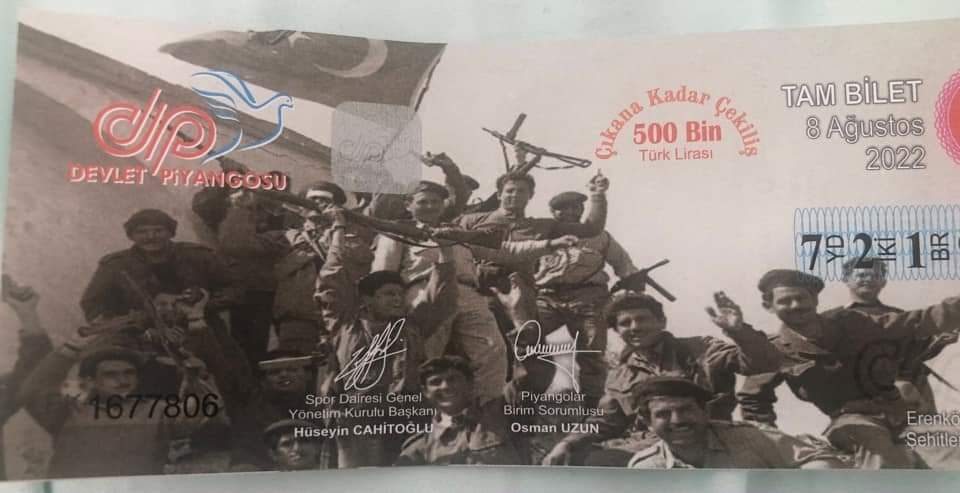 Kıbrıs'ta Büyük Rezalet ; Piyango Biletine Eokaci Teröristlerin Resmi Basıldı