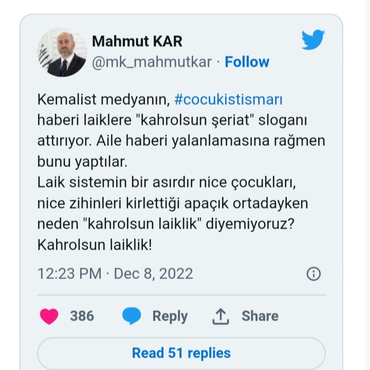 Mahmut Kar Kahrolsun Şeriat Diyenlere Sert Tepki Gösterdi
