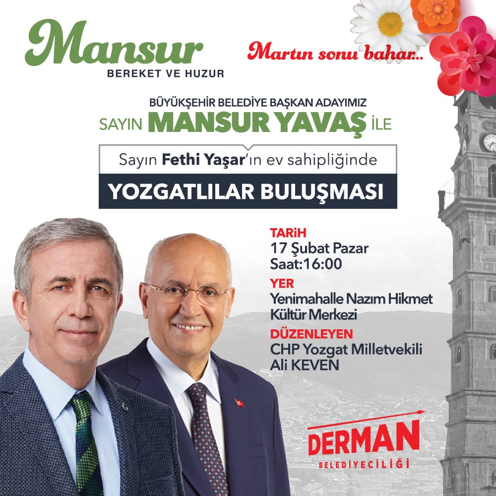 MANSUR YAVAŞ YOZGATLILAR ile BULUŞACAK