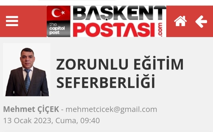 MEHMET ÇİÇEK YAZDI ; ZORUNLU EĞİTİM SEFERBERLİĞİ