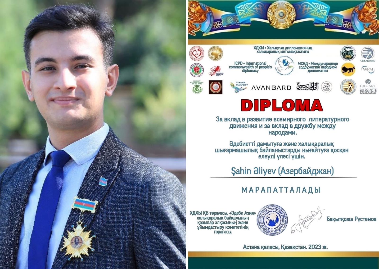 Şahin Aliyev’e Kazakistan’dan Anlamlı Diploma