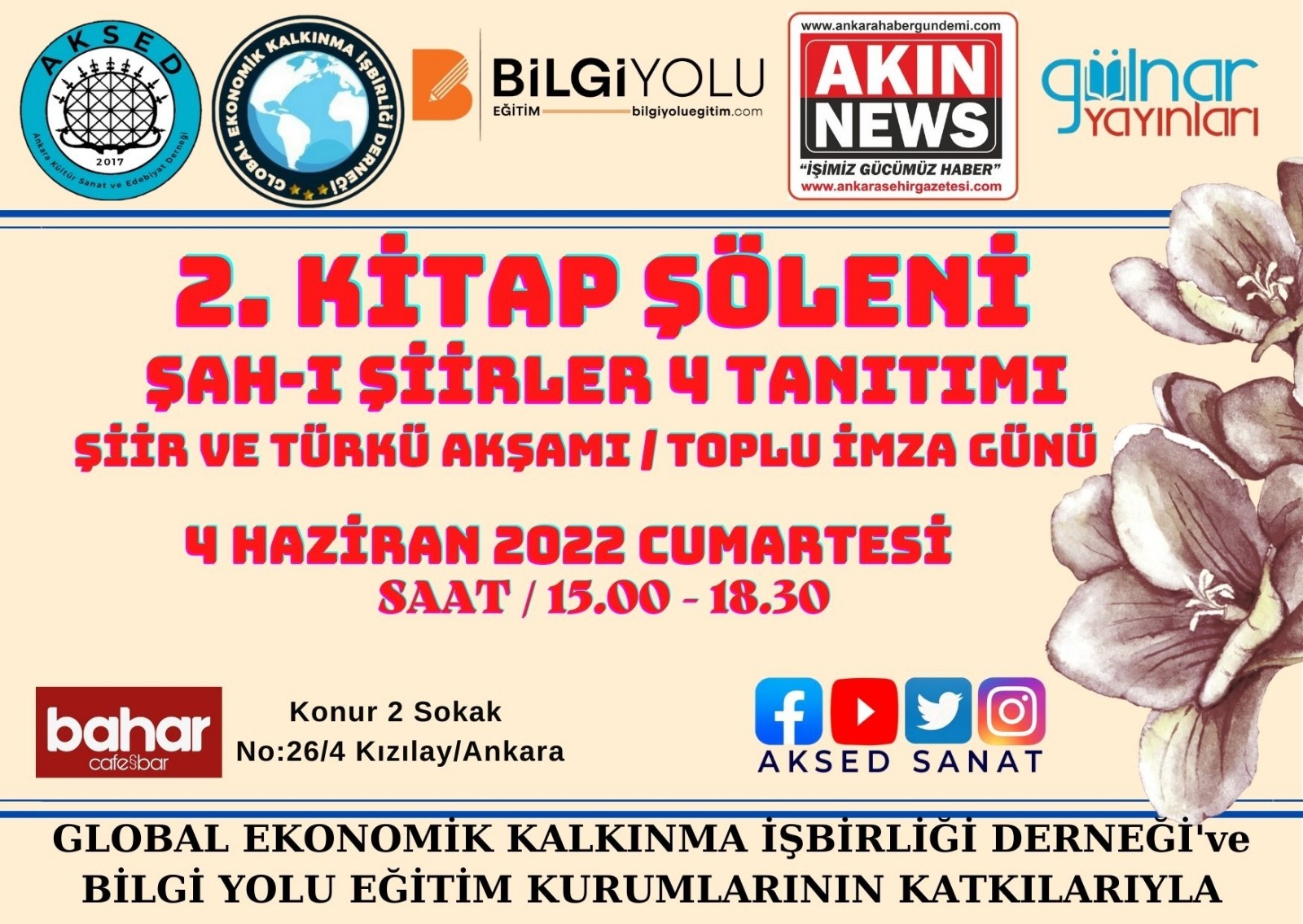 2. ANKARA KİTAP ŞÖLENİ VE İMZA GÜNÜ 4 HAZİRAN'DA...