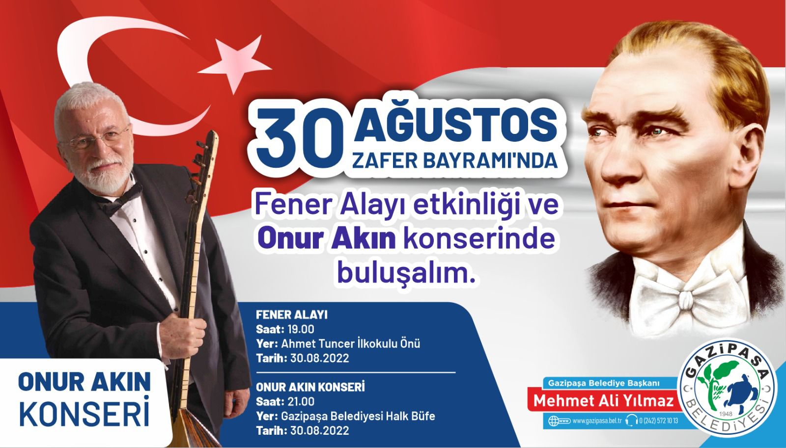 30 AĞUSTOS ZAFER BAYRAMI GAZİPAŞA’DA COŞKUYLA KUTLANACAK