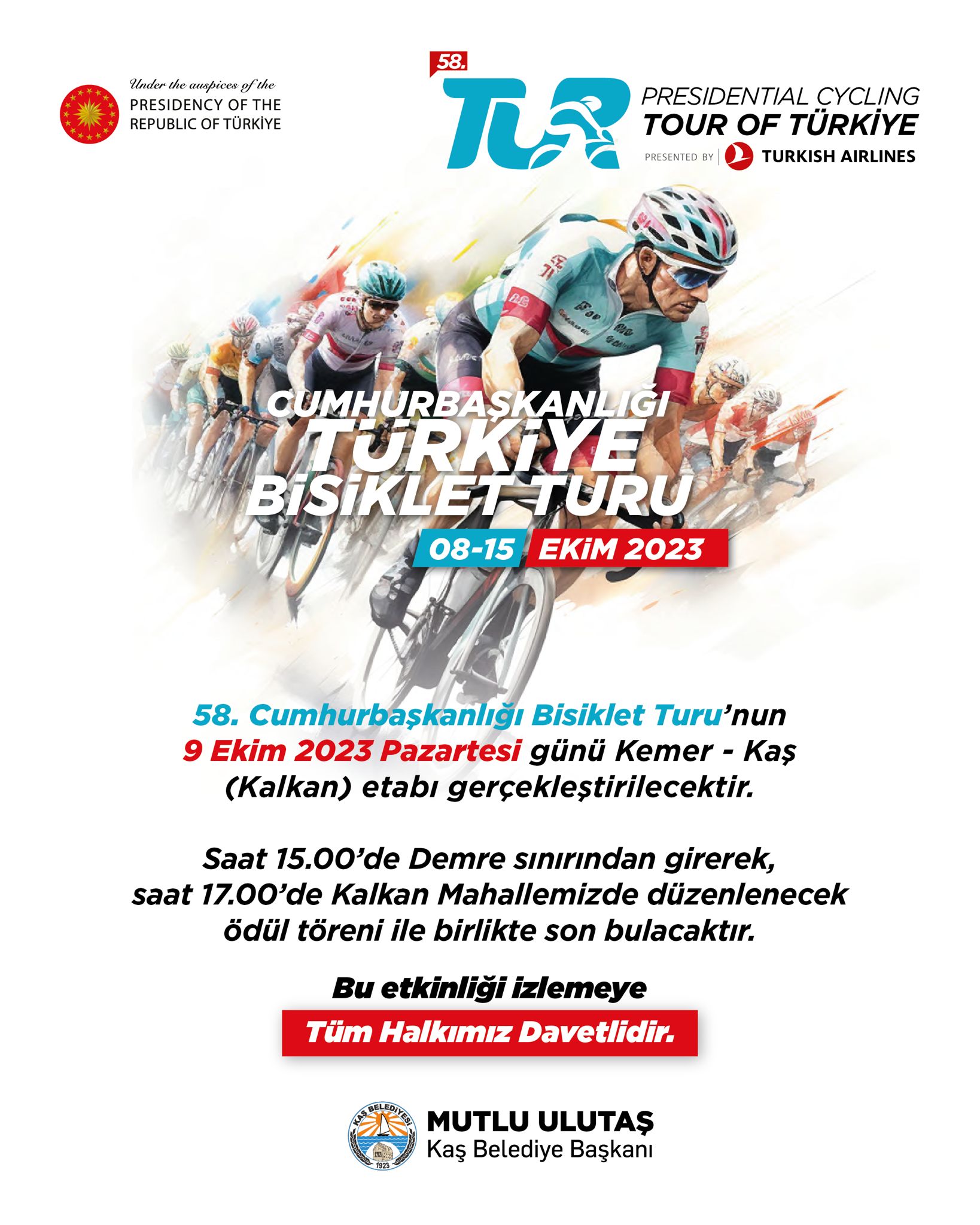 58. Cumhurbaşkanlığı Türkiye Bisiklet Turu 9 Ekim’de Kaş’tan geçecek