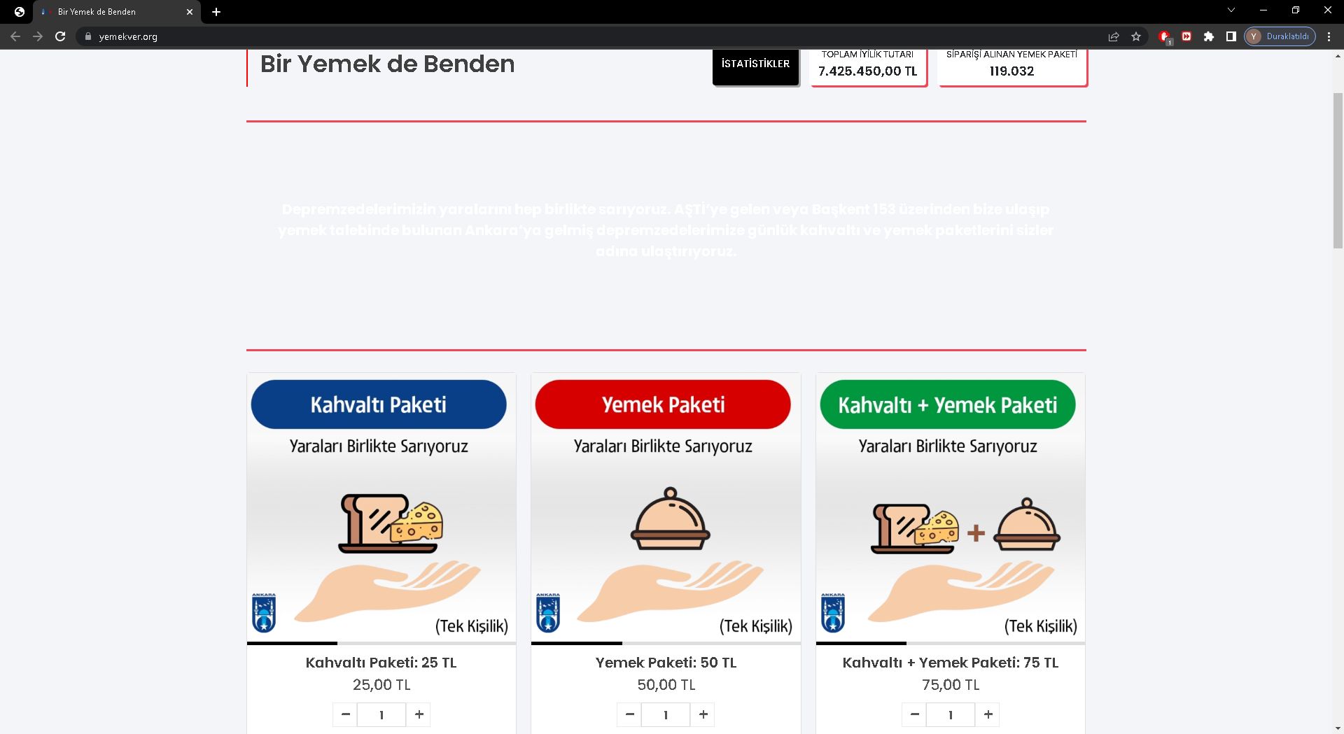 ABB’NİN “YEMEK VER” KAMPANYASI 3 GÜNDE 7 BUÇUK MİLYON TL’YE ULAŞTI