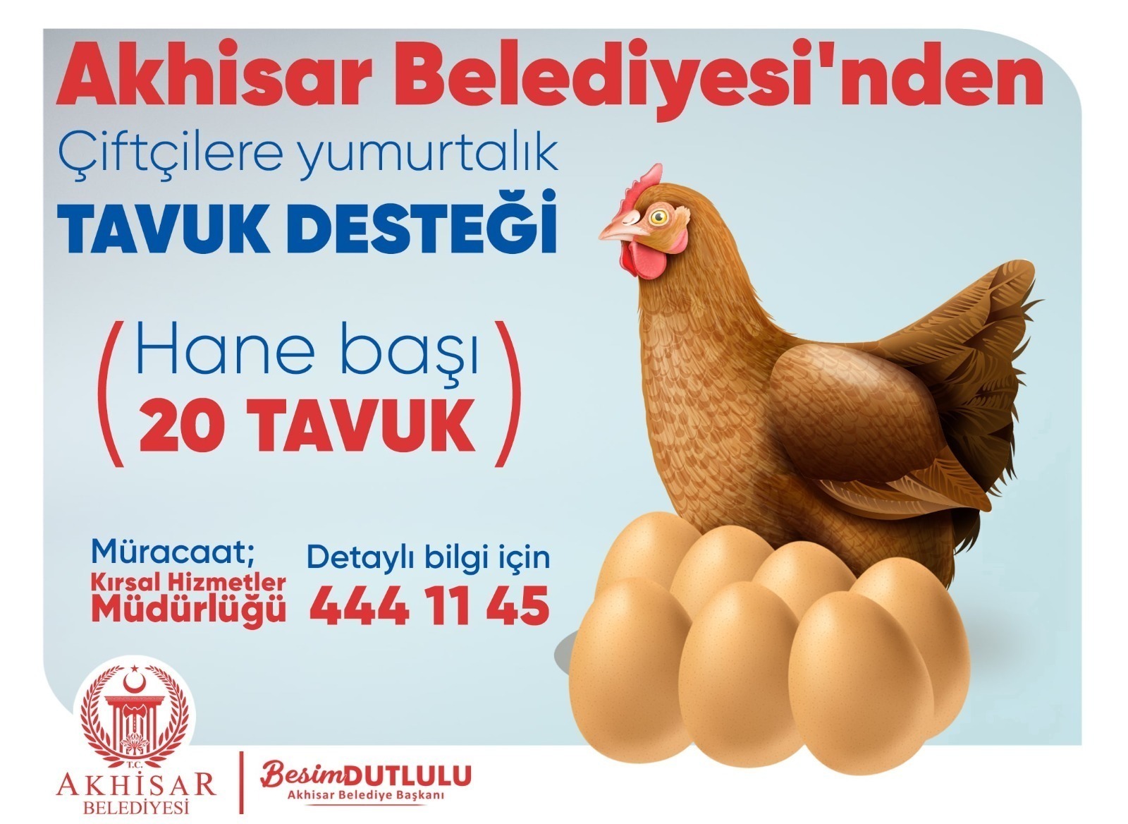 Akhisar Belediyesi'nden çiftçilere tavuk desteği