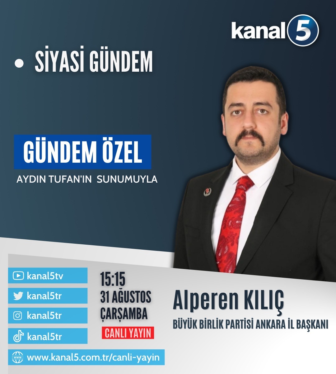 Alperen Kılıç Gündem Özel'de Aydın Tufan'ın Konuğu Oluyor