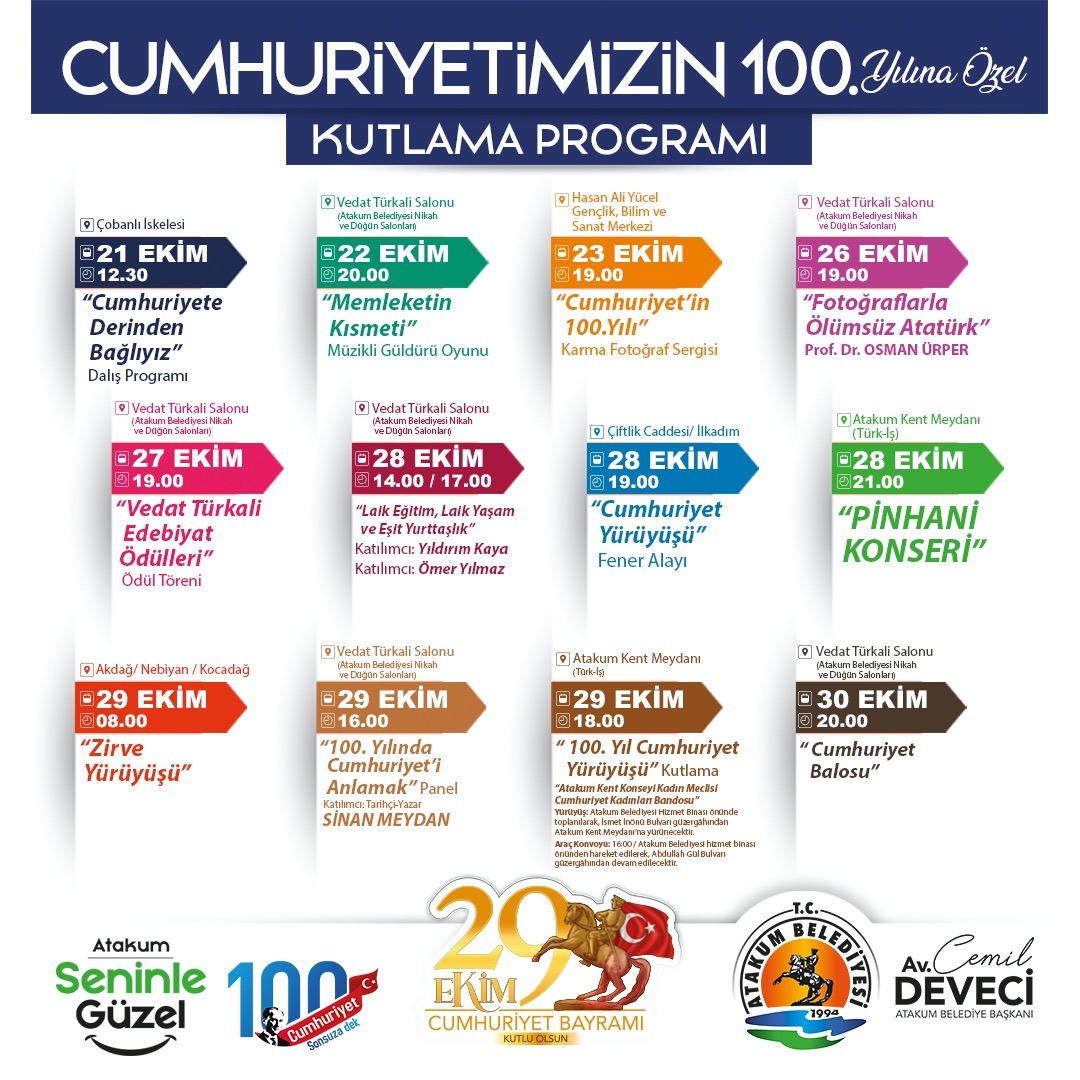 Atakum’da  Cumhuriyet’in 100. yılına özel program