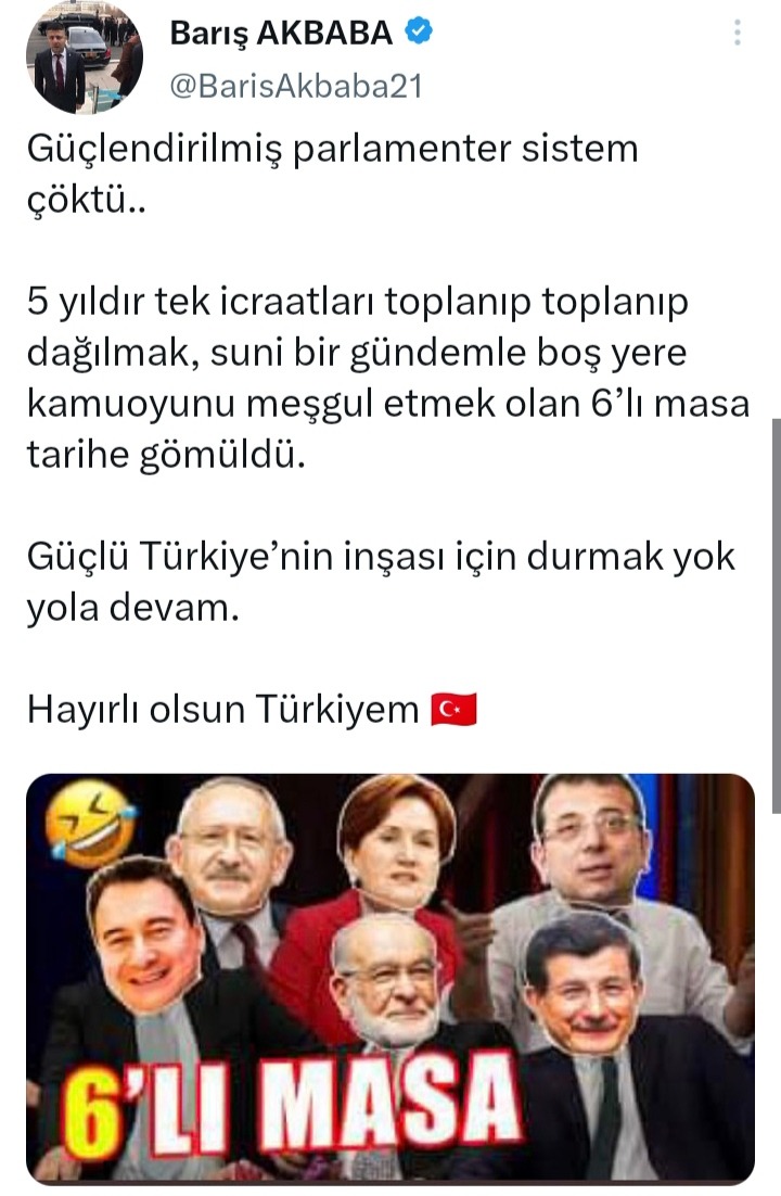 Barış Akbaba : Güçlendirilmiş parlamenter sistem çöktü...