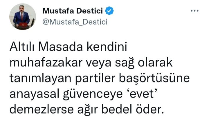Başkan Mustafa Destici 6'lı Masayı Uyardı