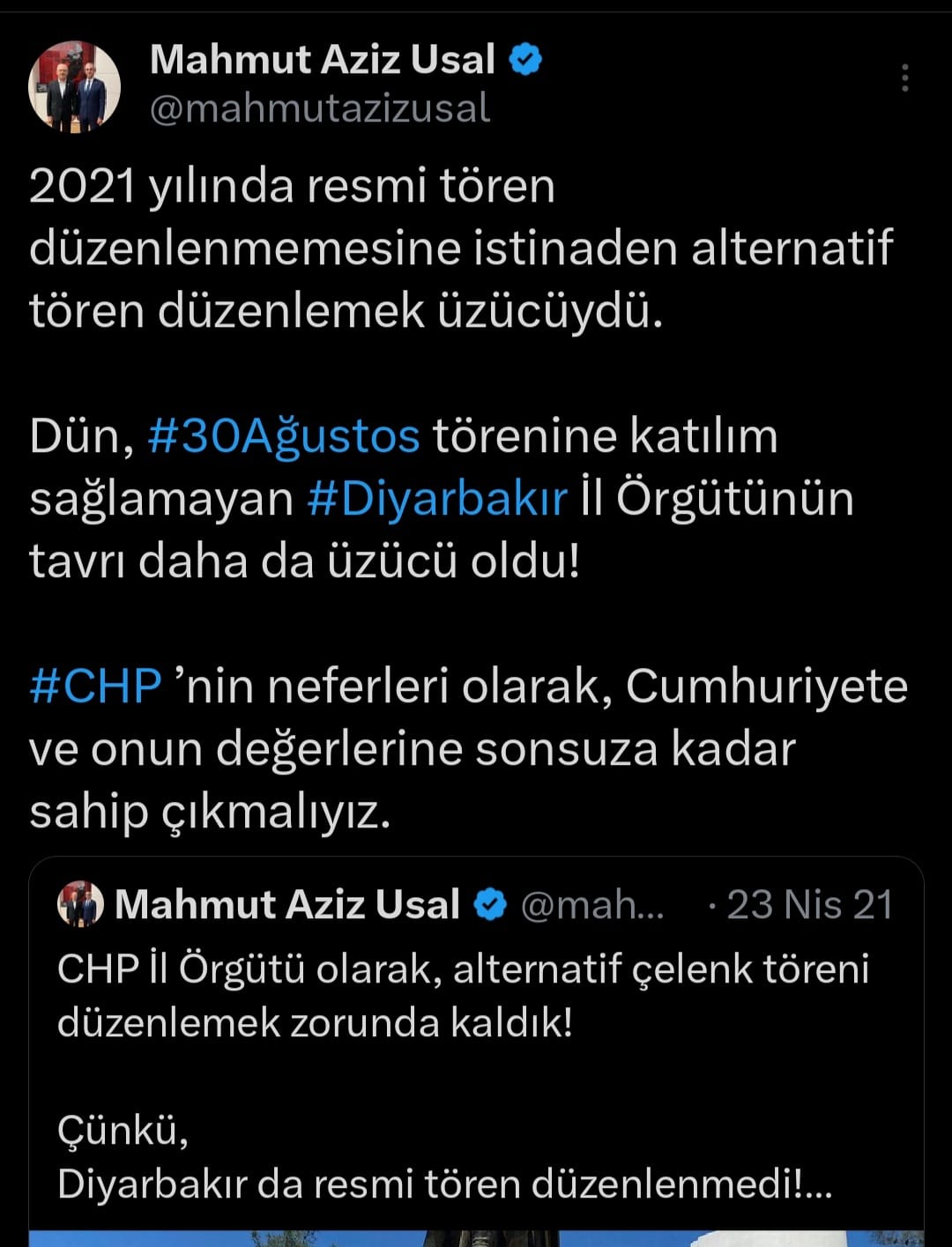 CHP DİYARBAKIR TEŞKİLATI 30 AĞUSTOS TÖRENLERİNE KATILMADI, ORTALIK KARIŞTI