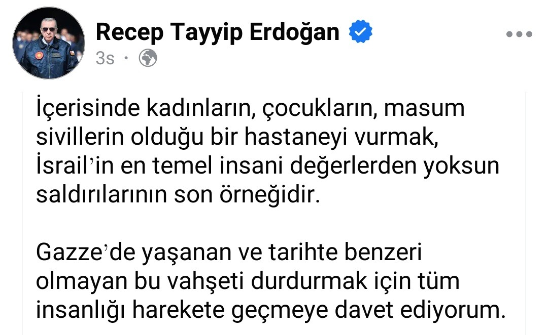 Cumhurbaşkanı Erdoğan İsrail’in Katliam ve Vahşetine Sert Tepki Gosterdi