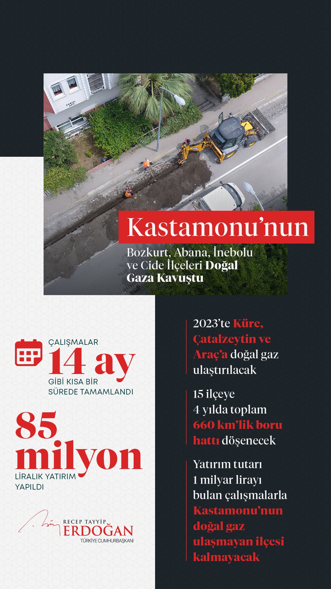 Cumhurbaşkanı Kastamonu'ya müjdeyi resmi Twitter Hesabından Verdi