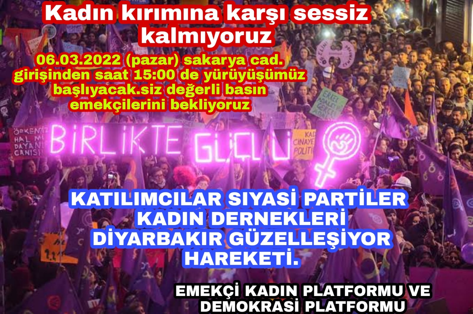 Diyarbakır'da 6 Mart Büyük Kadın Buluşması