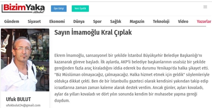 Gazeteci Ufuk Bulut Yazdı : Sayın İmamoğlu Kral Çıplak