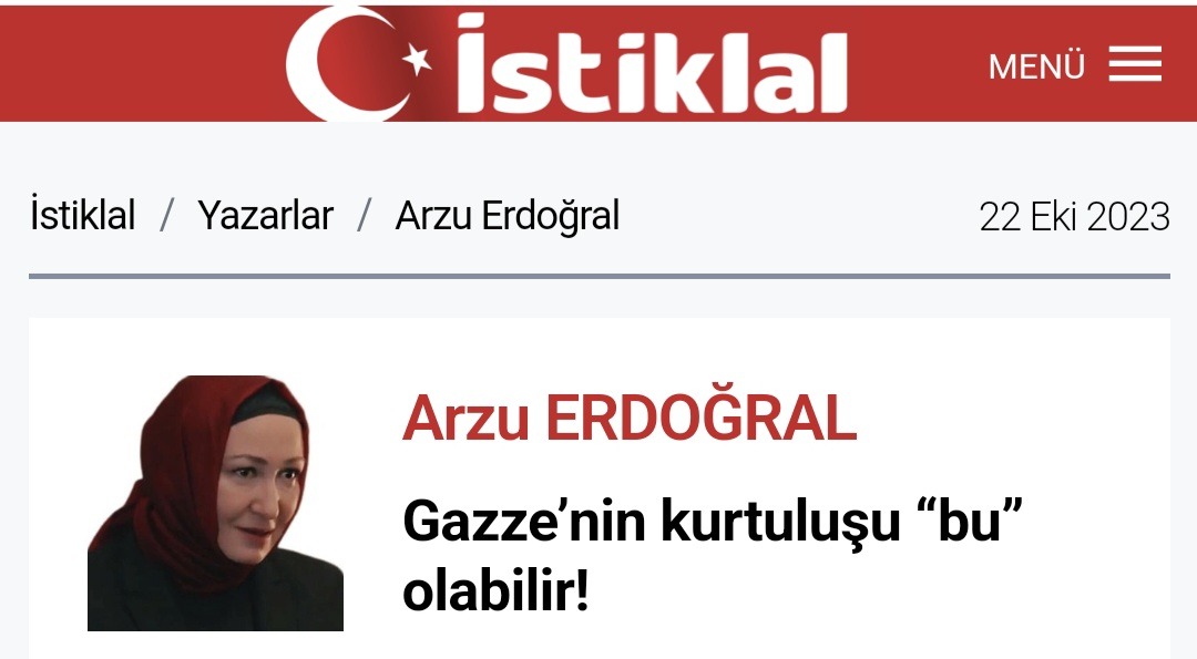 Arzu ERDOĞRAL Gazze’nin kurtuluşu