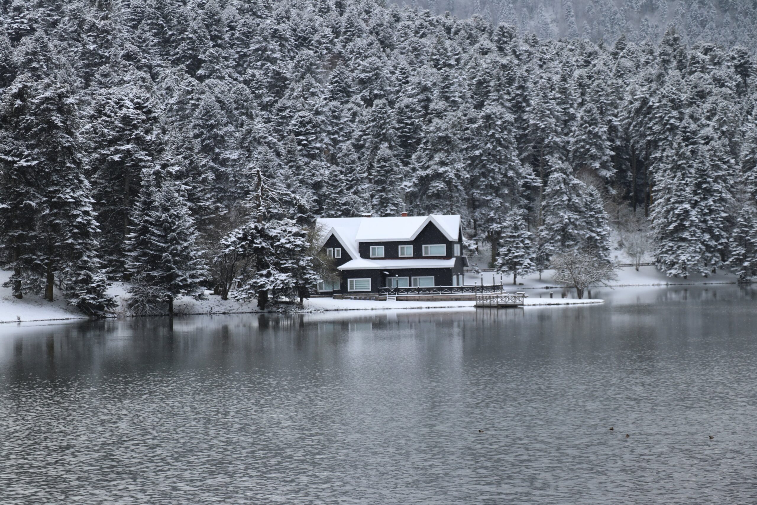 GÖLCÜK TABİAT PARKI BEYAZA BÜRÜNDÜ