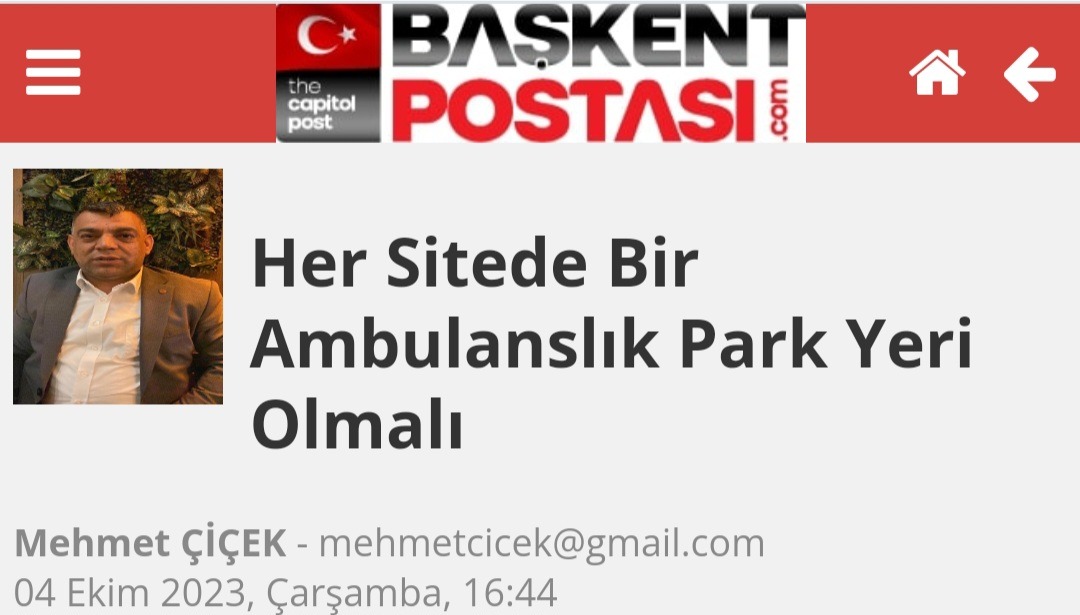 Her Sitede Bir Ambulanslık Park Yeri Olmalı